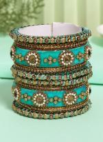   Wedding Wear  Light Green Color Velvet Work Bangle Set:-2.4,2.6,2.8